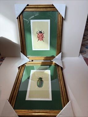 Rifle Paper Co. Brown & White Backed Framed Art Pair